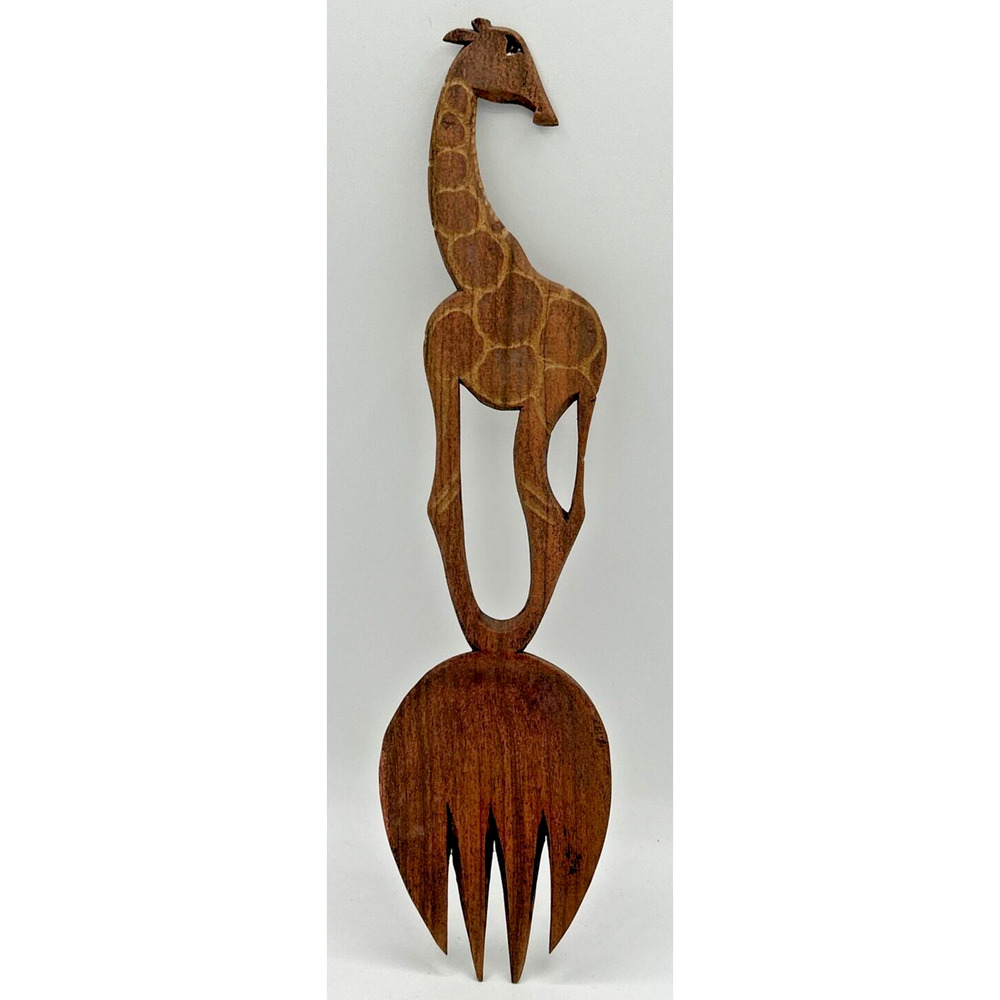 Vintage Carved and Hand Painted‎ Wooden Giraffe Decorative Fork SKU U220